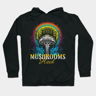 Colorful Rainbow Mushroom Illustration Hoodie